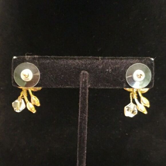 David Tutera Bridal Crystal & Gold Tone Flower Earrings - Picture 6 of 10